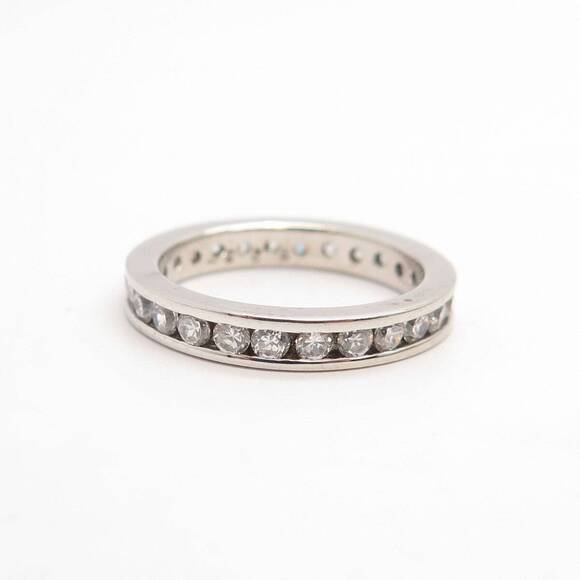 925 Sterling Silver Pave C Z All Around Eternity Band Ring Size 5 - Picture 5 of 7